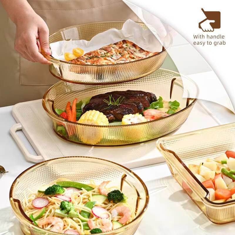 IKOO Durable Borosilicate Glass Baking Tray Oven Microwave Dishwasher Safe