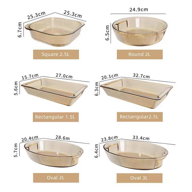 IKOO Durable Borosilicate Glass Baking Tray Oven Microwave Dishwasher Safe