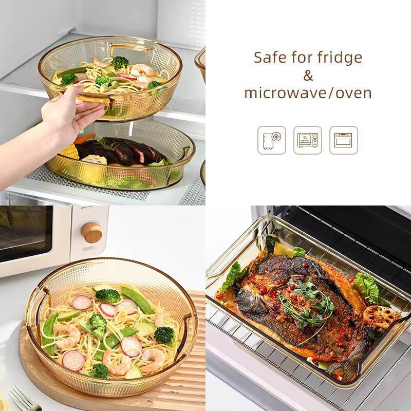 IKOO Durable Borosilicate Glass Baking Tray Oven Microwave Dishwasher Safe