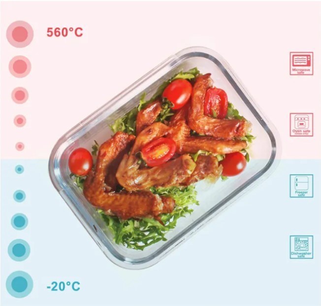 IKOO Durable Stackable Vacuum Glass Containers -40℃ to 560℃