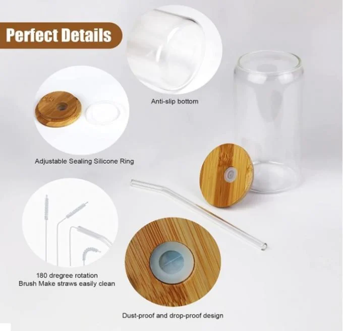 IKOO Eco-Friendly Glass Tumbler with Bamboo Lid and Glass Straw for Hot and Cold Beverages 1
