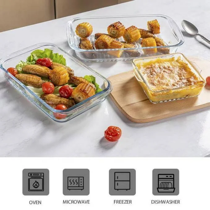 IKOO Elegant Design Glass Baking Dish with High Borosilicate Glass and 500ml 1000ml 1600ml Capacity for Oven Microwave Freezer 0