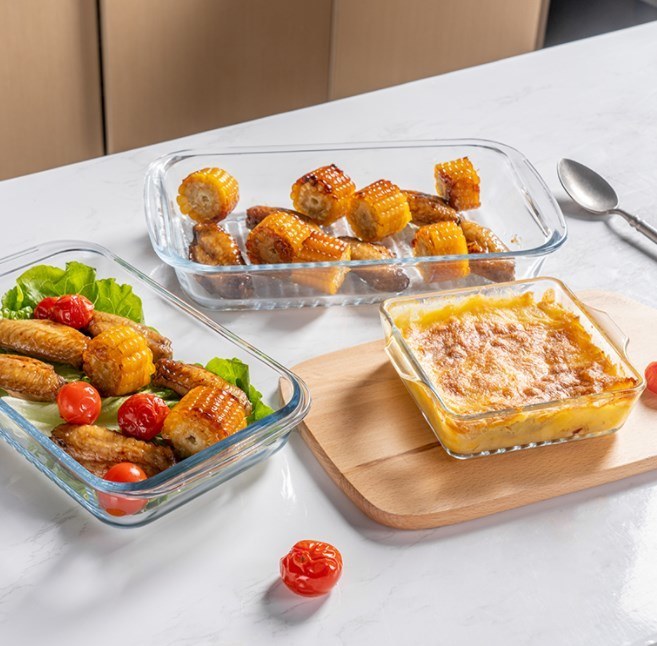 IKOO Elegant Design Glass Baking Dish with Handle for Oven