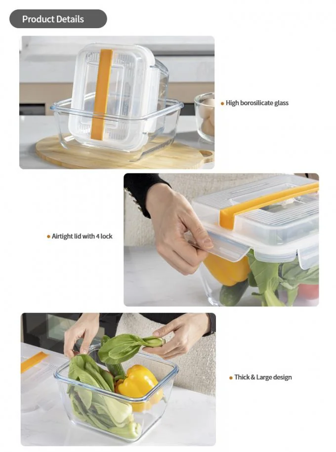 IKOO Extra Large Borosilicate Glass Food Storage Container with Airtight Leak-proof Lid and BPA Free Handle 1