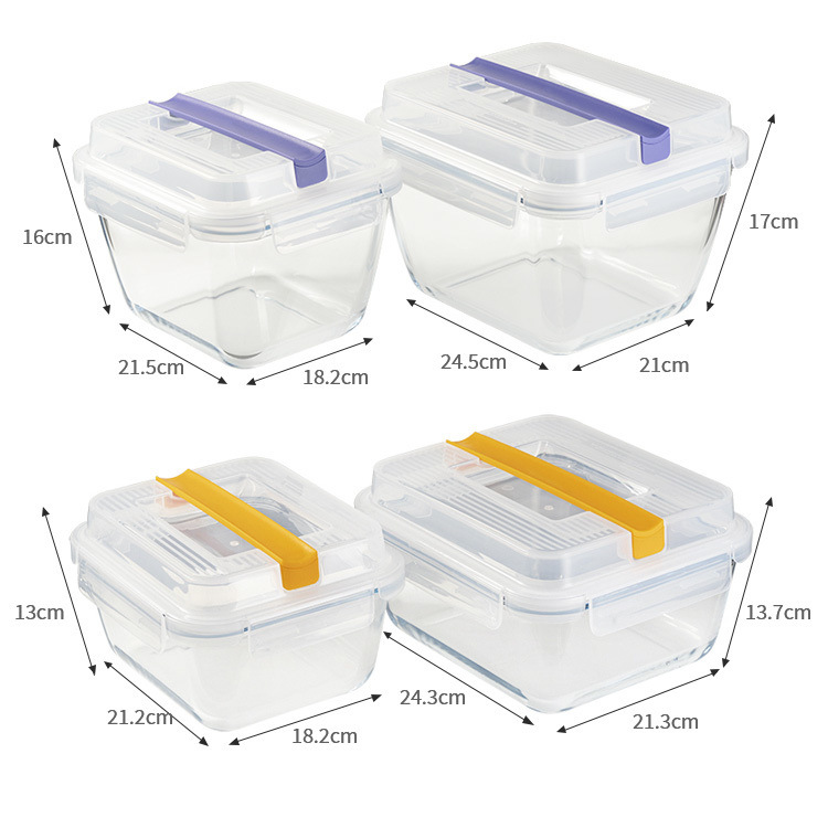 IKOO Extra Large Borosilicate Glass Food Storage Container with Airtight Lid and Handle