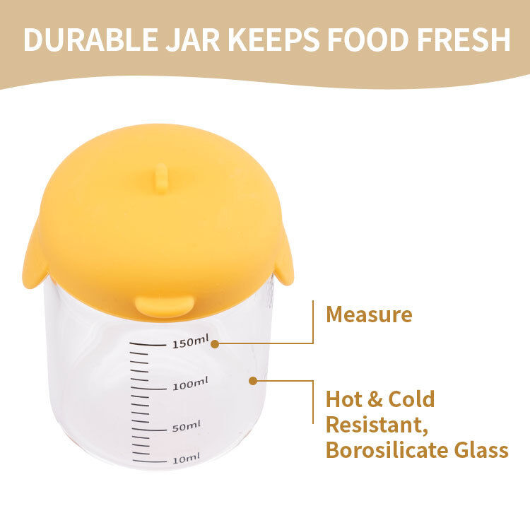 IKOO Glass Baby Food Containers with Silicone Lids and Tray