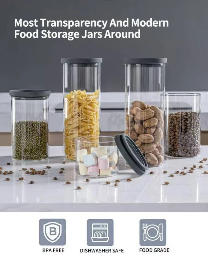 IKOO GLASS Borosilicate Glass Canister with Airtight Seal – BPA-Free and Dishwasher Safe Food Storage Jar for Dry or Wet Foods 0