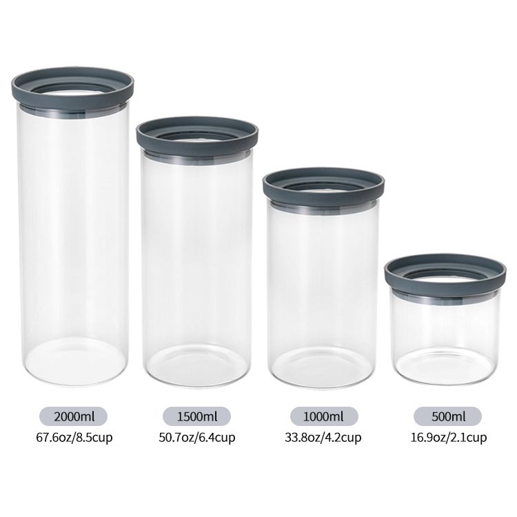 IKOO Glass Borosilicate Glass Canister with Airtight Seal Glass Lid