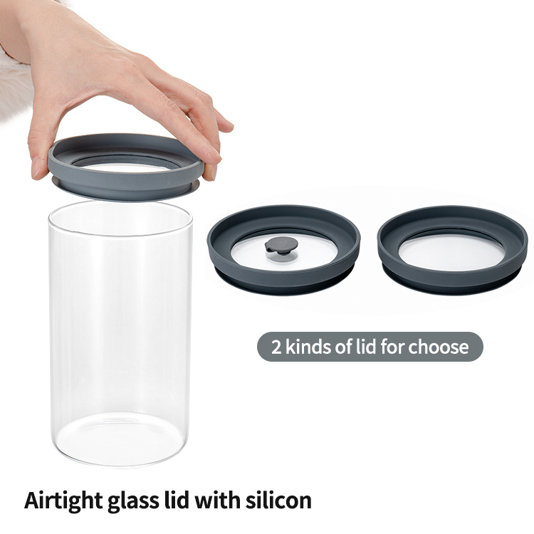 IKOO Glass Borosilicate Glass Canister with Airtight Seal Glass Lid