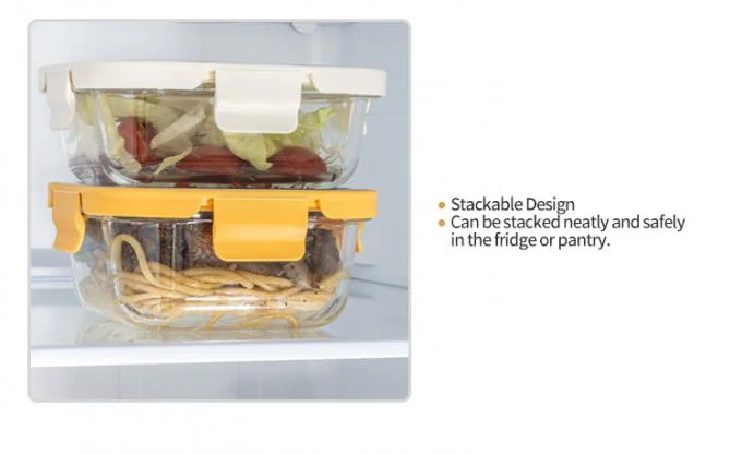 IKOO Glass Food Container with 4-Lock Stainless Steel Lid – Microwave, Oven, and Dishwasher Safe High Borosilicate Glass Storage 2
