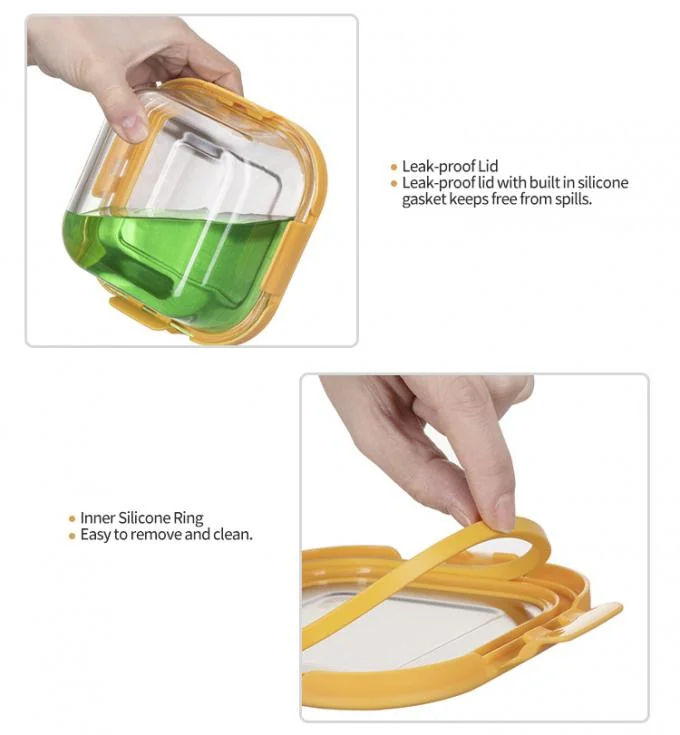 IKOO Glass Food Container with 4-Lock Stainless Steel Lid – Microwave, Oven, and Dishwasher Safe High Borosilicate Glass Storage 1