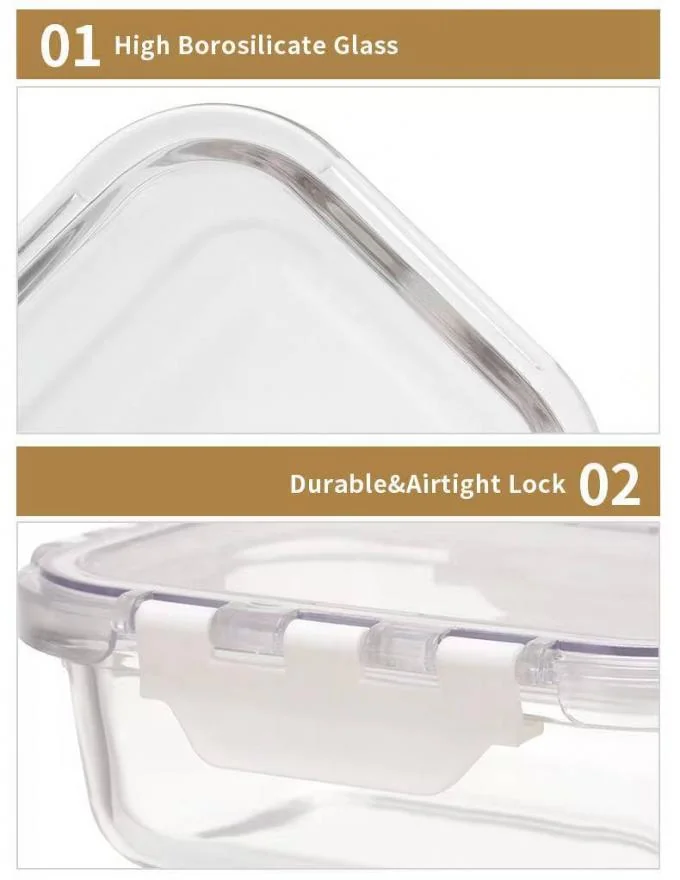 IKOO Glass Food Storage Containers with Lids – Airtight & Leakproof – Microwave/Oven/Freezer Safe – BPA Free – Ideal for Meal Prep, Storing Leftover & Lunch 1