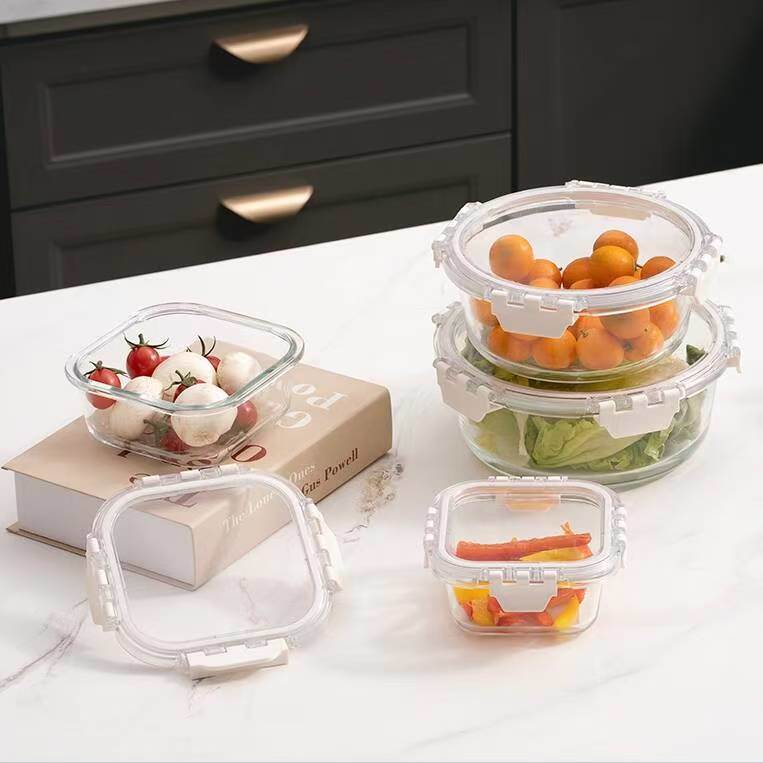 IKOO Wholesale Glass Food Storage Container Set with Snap Locking Lids