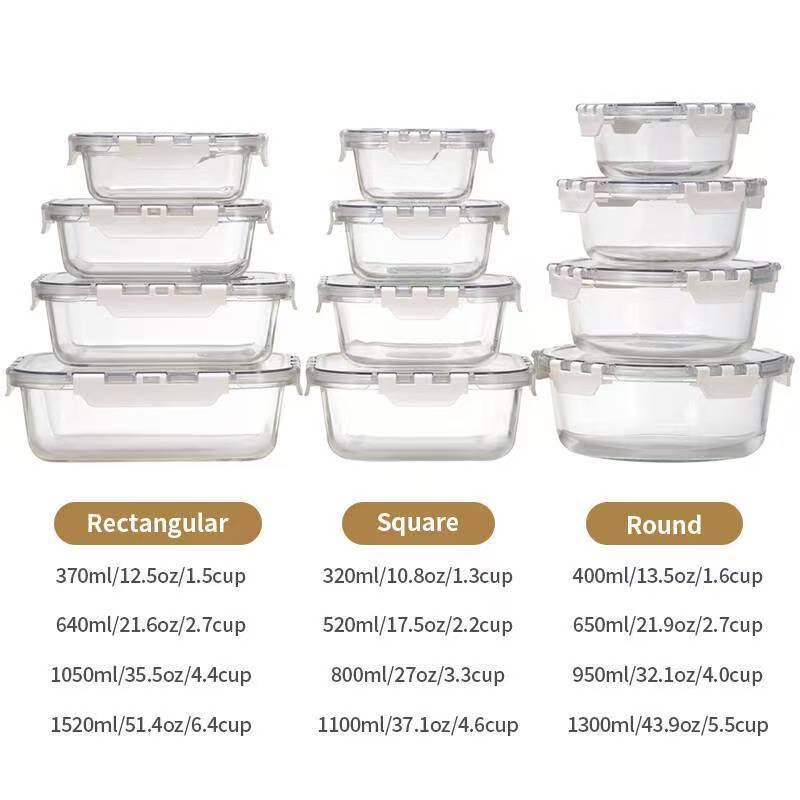 IKOO Wholesale Glass Food Storage Container Set with Snap Locking Lids