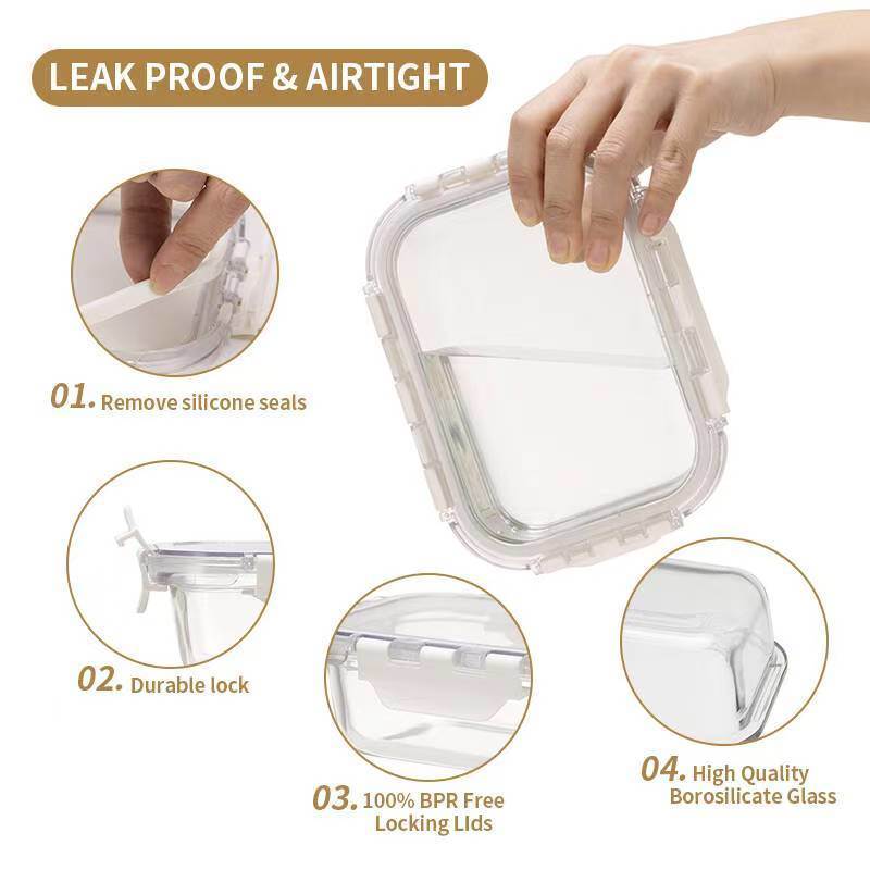IKOO Wholesale Glass Food Storage Container Set with Snap Locking Lids