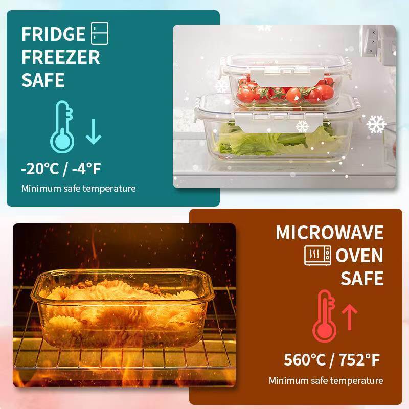 IKOO Wholesale Glass Food Storage Container Set with Snap Locking Lids