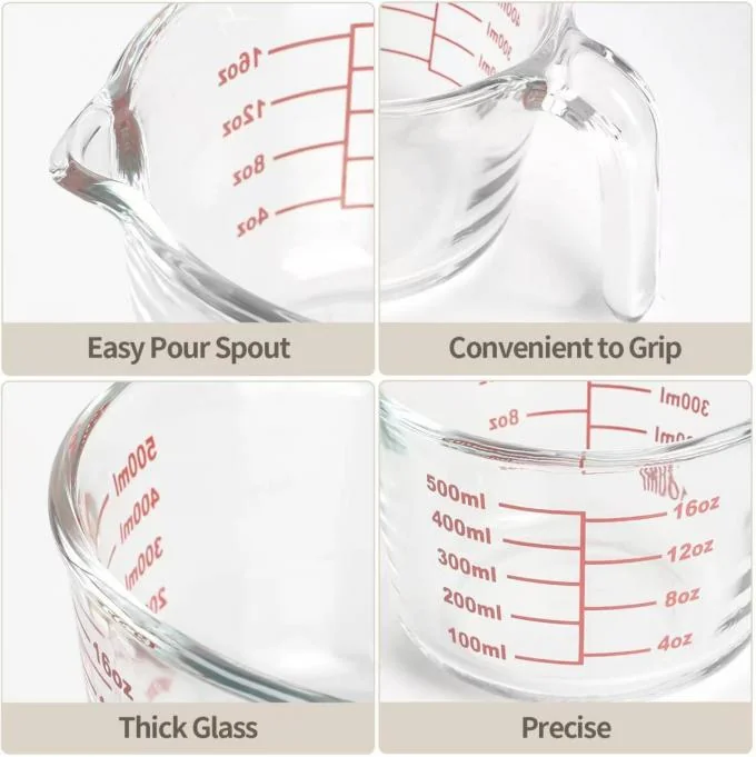 IKOO Glass Measuring Cups Heat Resistant Glass Measuring Tools 1