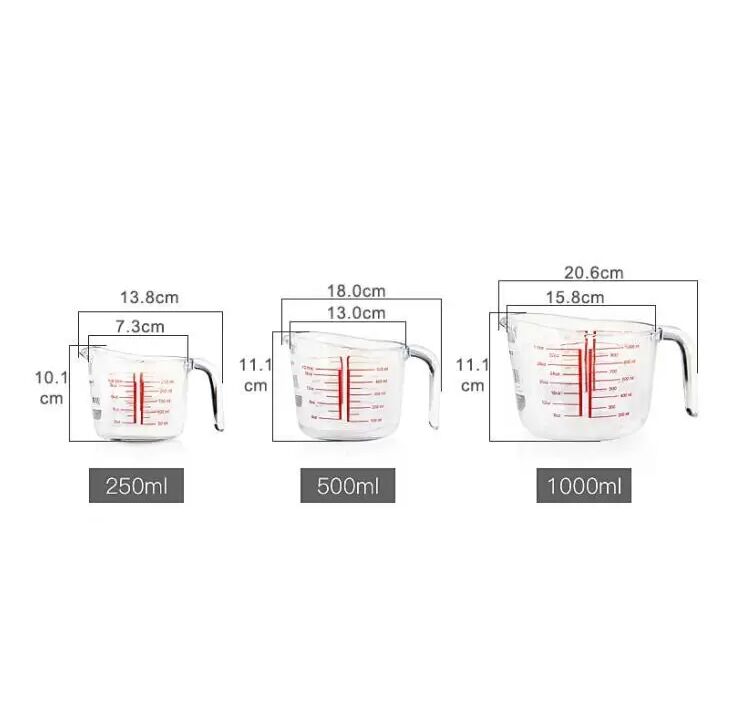 IKOO Glass Measuring Cups Heat Resistant Glass Measuring Tools