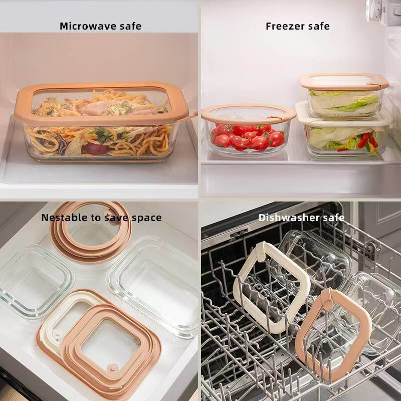 IKOO GLASS Microwave Safe Leak-proof Plastic Free Glass Food Storage Container with Glass Lid