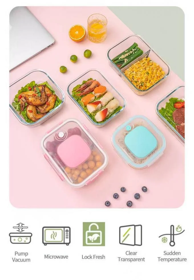 IKOO High Borosilicate Glass Airtight BPA-Free Vacuum Glass Storage Container for Fresh Food Preservation 0