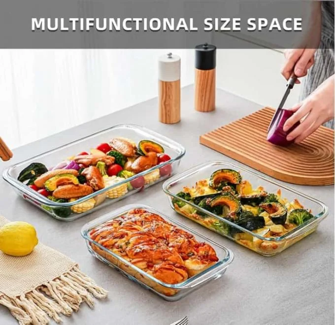 IKOO High Borosilicate Glass Baking Dish – 560℃ Heat Resistant & Dishwasher Safe Oven Safe Glass Pan 0