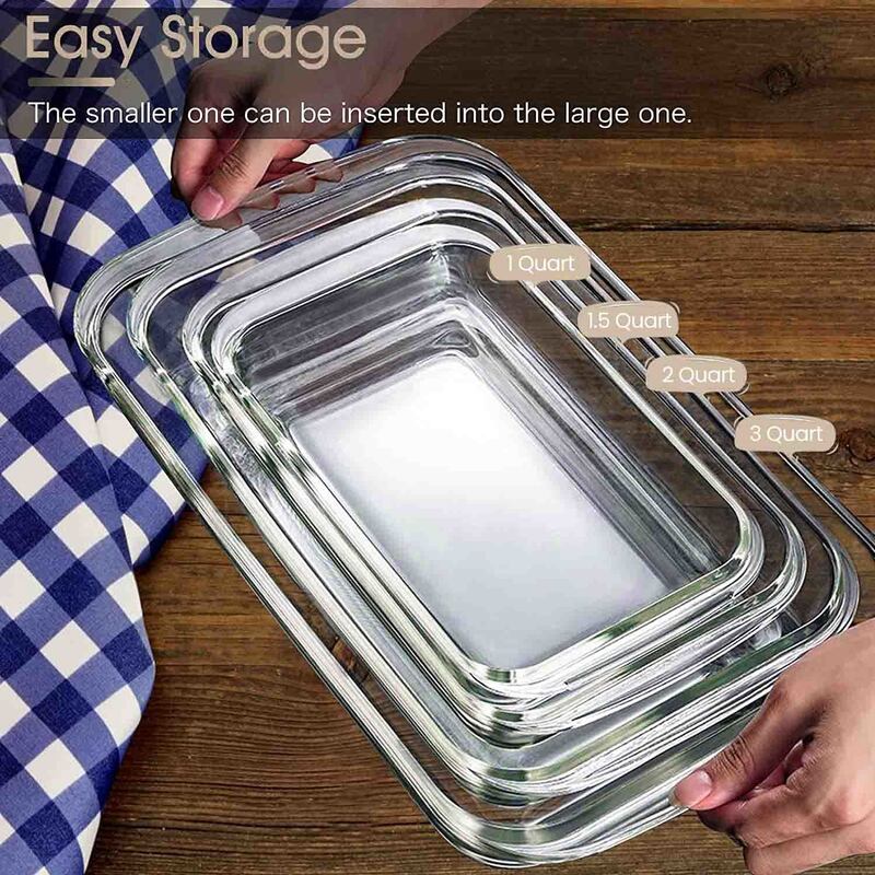 IKOO Rectangular Glass Baking Tray Set Can be Used in Microwave and Oven