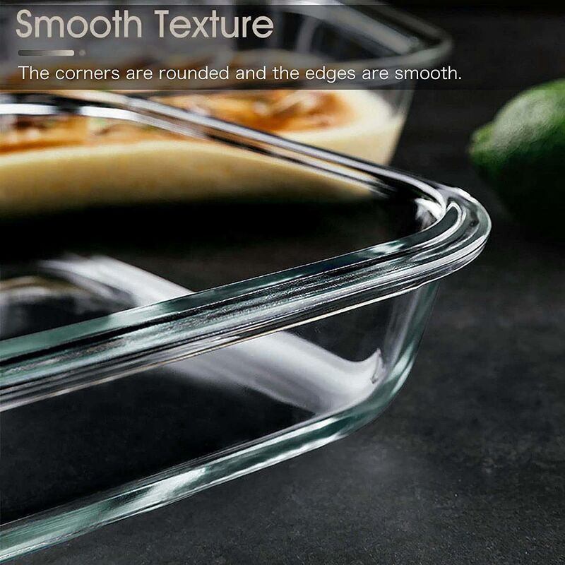 IKOO Rectangular Glass Baking Tray Set Can be Used in Microwave and Oven