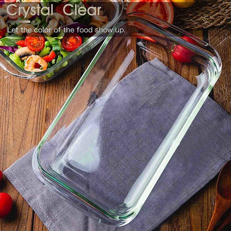 IKOO Rectangular Glass Baking Tray Set Can be Used in Microwave and Oven