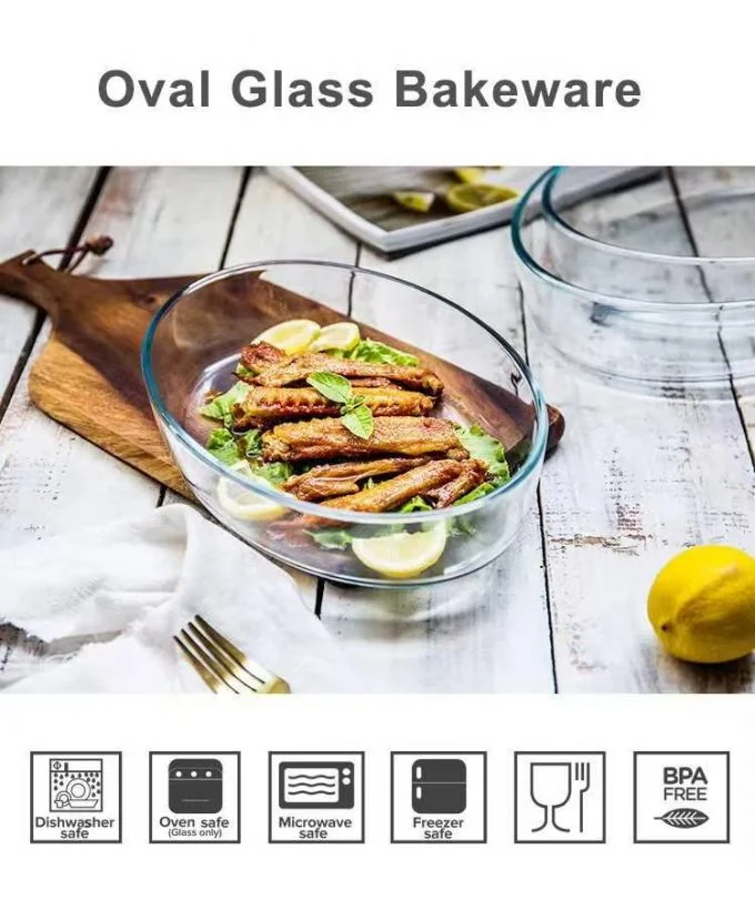 IKOO High Borosilicate Glass Baking Dish with 0.7L to 4.0L Capacity Oven Microwave and Freezer Safe 0