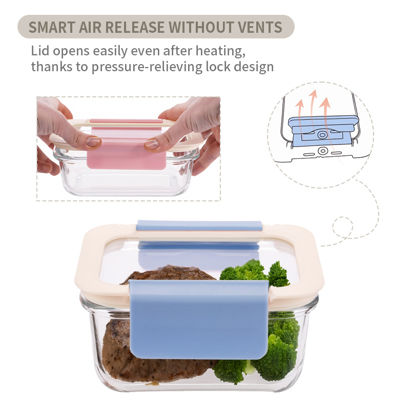 IKOO High Borosilicate Glass Food Container with 2-Lock PP Lid