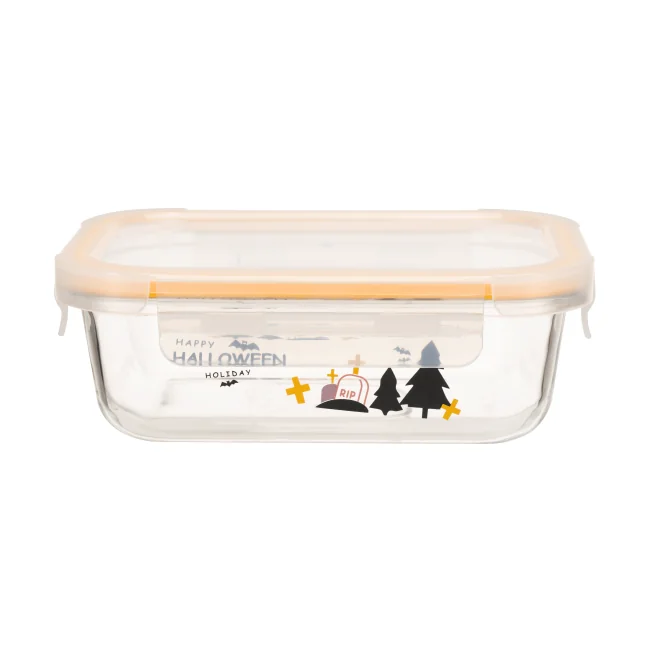 IKOO High Borosilicate Glass Food Container with Halloween Design and BPA-Free PP Lid – Dishwasher Safe and Temperature Resistant -40℃~560℃ 0