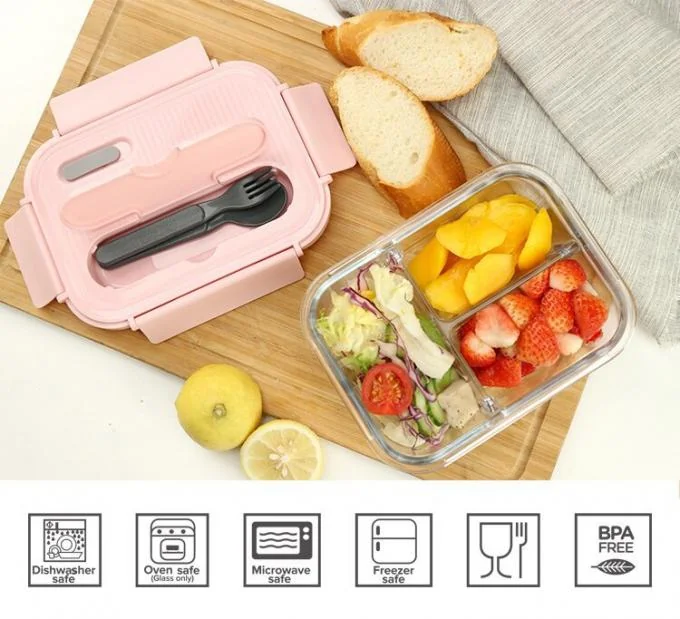 IKOO High Borosilicate Glass Lunch Box with Leak-Proof Lid and Microwave Safe Food Storage Container 0