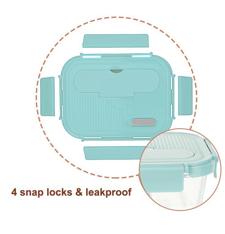 IKOO Microwave Safe High Borosilicate Glass Lunch Box with Leak-Proof Lid