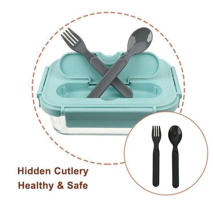 IKOO Microwave Safe High Borosilicate Glass Lunch Box with Leak-Proof Lid
