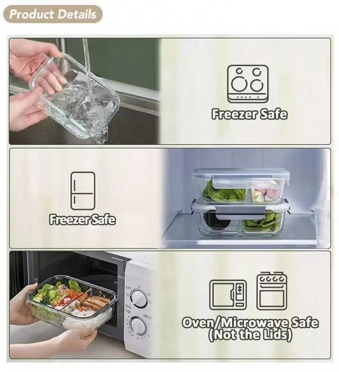 IKOO High Borosilicate Glass Meal Prep Container with PP Lid and Silicone Gasket for Customized Logo Food Storage 1