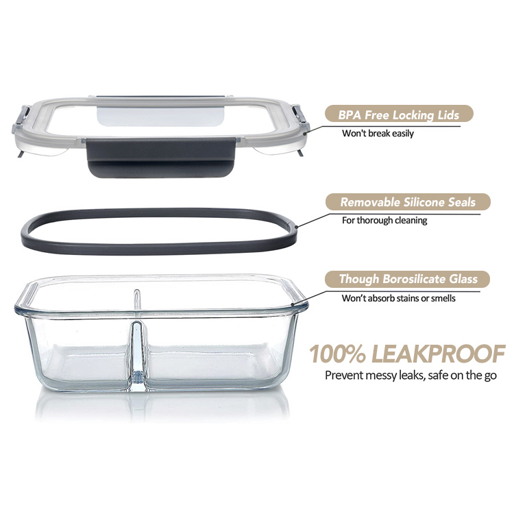 IKOO High Borosilicate Glass Meal Prep Container with PP Lid