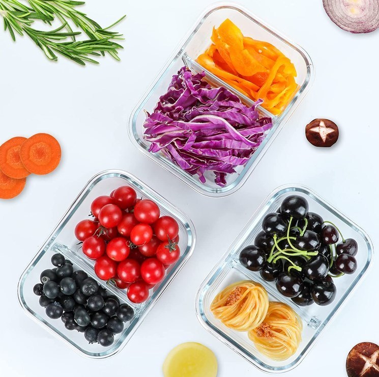 IKOO High Borosilicate Glass Meal Prep Container with PP Lid