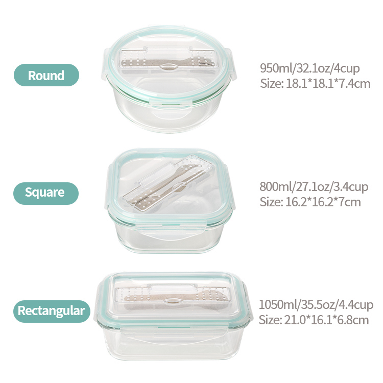 IKOO Utensils Included High Borosilicate Glass Meal Prep Containers