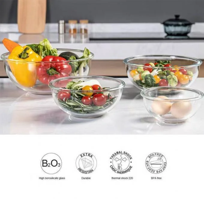 IKOO High Borosilicate Glass Mixing Bowl with Color-Sprayed Design and 560℃ Oven Safe for Baking and Salad 0