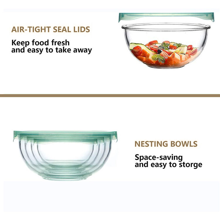 IKOO Clear Breads Proofing Bowl with Covers Ideal for Kitchen, Storage