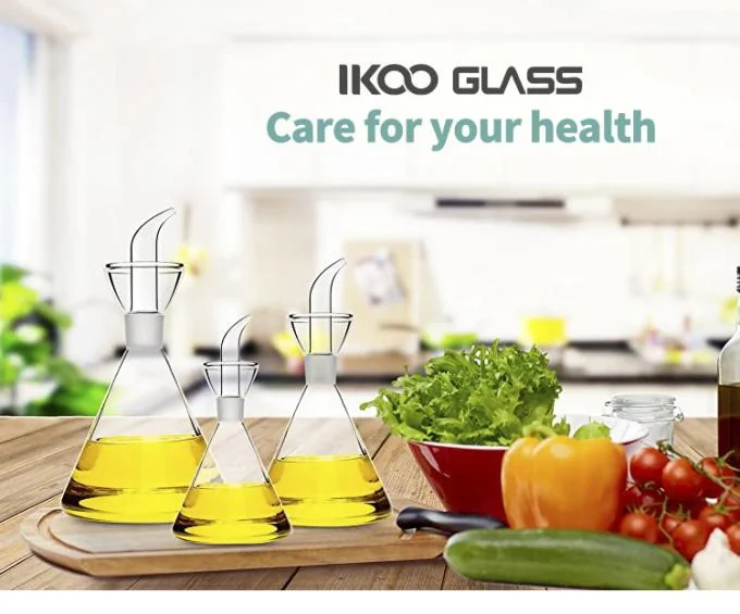 IKOO High Borosilicate Glass Oil Cruet and Decanter with 700ml Capacity and Non-drip Design for Kitchen 0