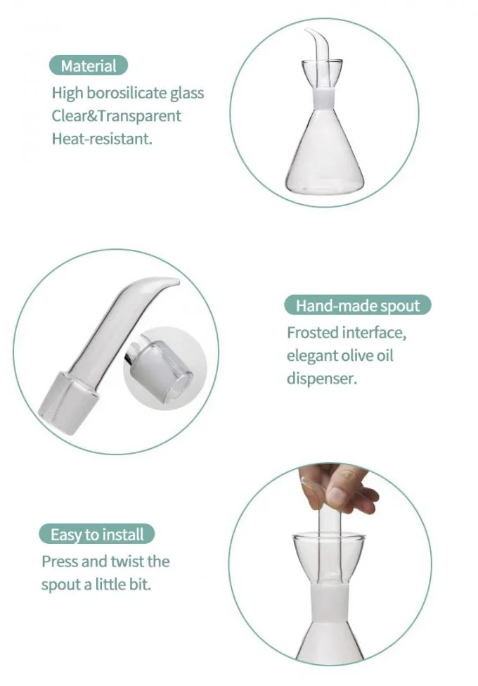 IKOO High Borosilicate Glass Oil Cruet and Decanter with 700ml Capacity and Non-drip Design for Kitchen 1