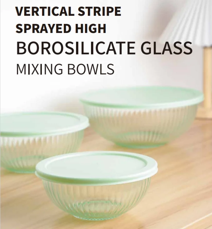 IKOO High Borosilicate Glass Salad Bowl with PE Lid – 1000ml to 3500ml 0