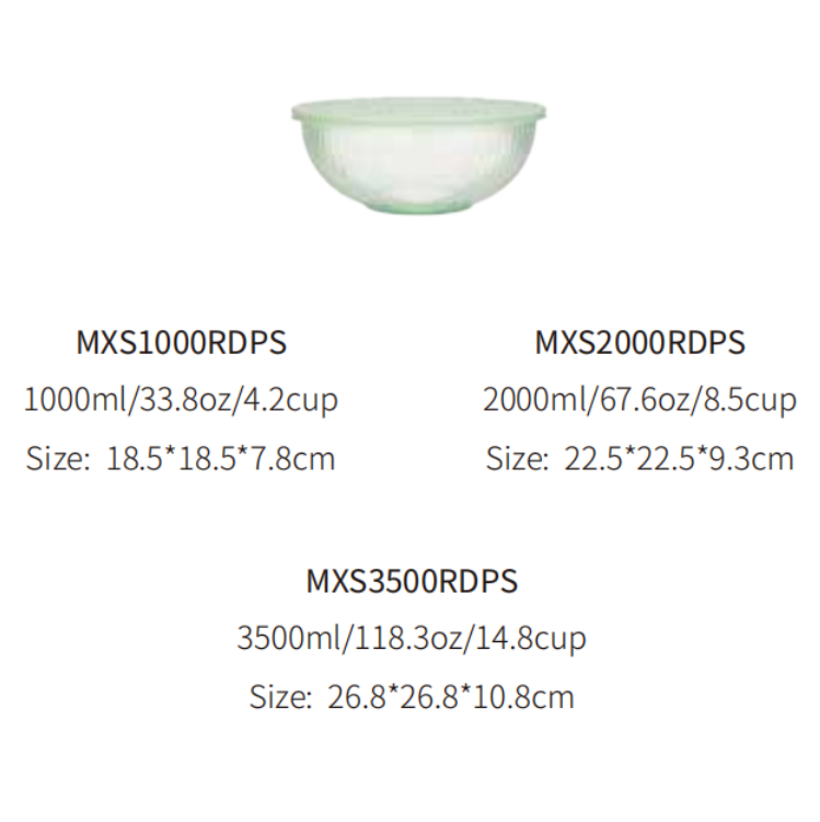IKOO High Borosilicate Glass Salad Bowl with PE Lid – 1000ml to 3500ml