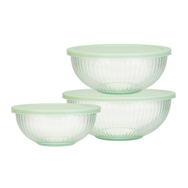 IKOO High Borosilicate Glass Salad Bowl with PE Lid – 1000ml to 3500ml