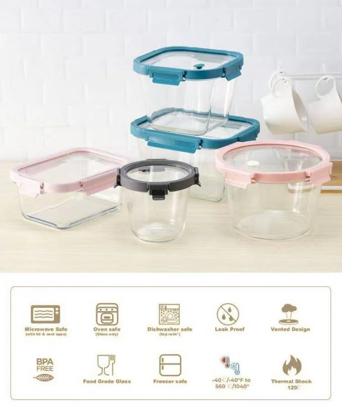 IKOO Large Capacity Airtight Glass Food Storage Container with BPA Free High Borosilicate Glass Lid 0