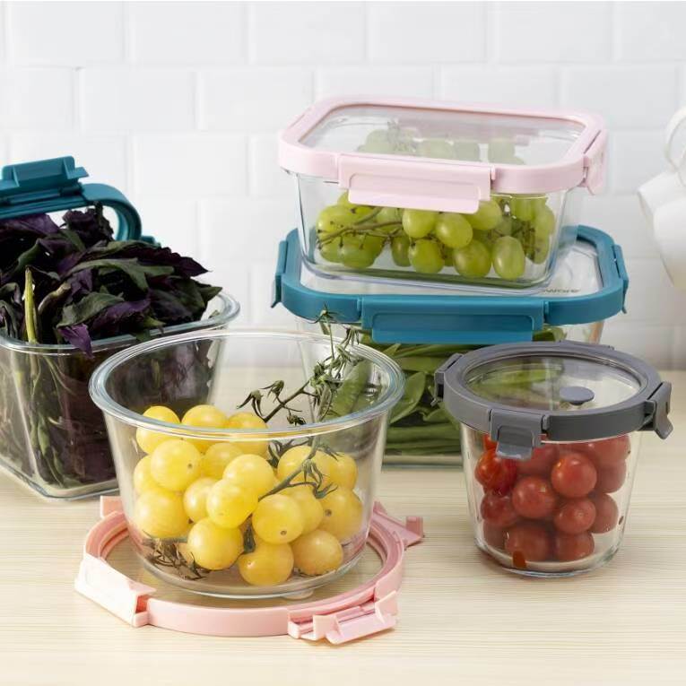 IKOO Large Capacity Airtight Glass Food Storage Container with Temper Glass Lid
