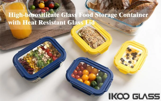 IKOO Leak Proof Airtight Borosilicate Glass Food Storage Container Microwave Safe with Silicone Sleeve 0