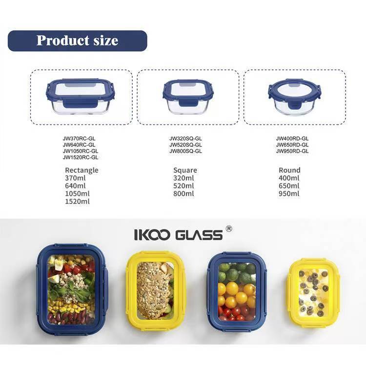 IKOO Leak Proof Airtight Borosilicate Glass Food Storage Container
