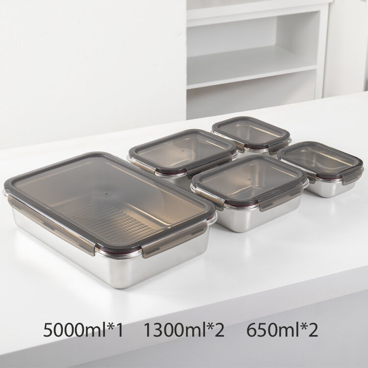 IKOO Dishwasher Safe Stackable Lightweight Stainless Steel Food Storage Container Set